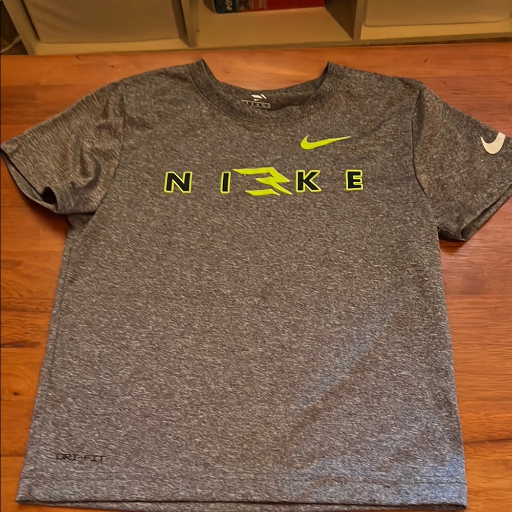 Nike Gray and Neon Green T-Shirt